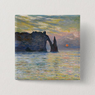 Chapa Cuadrada Claude Monet - El Acantilado, Etretat, Atardecer