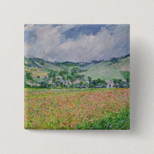 Chapa Cuadrada Claude Monet el el campo de la amapola cerca de