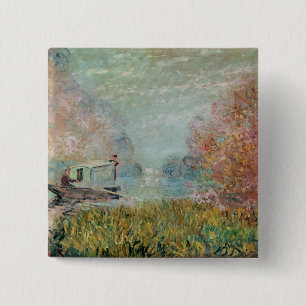 Chapa Cuadrada Claude Monet el   el estudio del barco en el Sena,