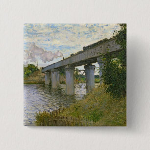 Chapa Cuadrada Claude Monet el   el puente ferroviario en
