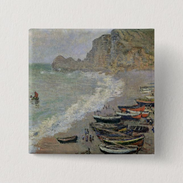 Chapa Cuadrada Claude Monet el | Etretat, playa y d'Amont de (Anverso)