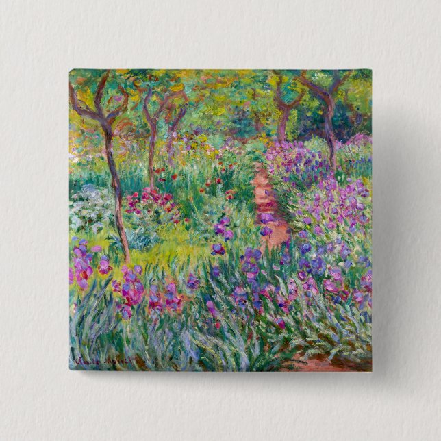Chapa Cuadrada Claude Monet - El jardín del Iris en Giverny (Anverso)