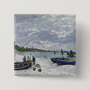 Chapa Cuadrada Claude Monet el la playa en Sainte-Adresse