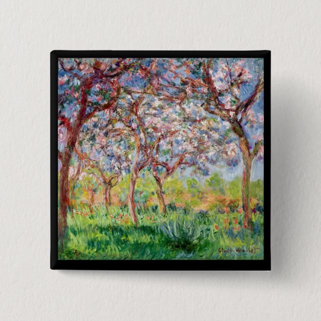 Chapa Cuadrada Claude Monet el | Printemps un Giverny (Anverso)