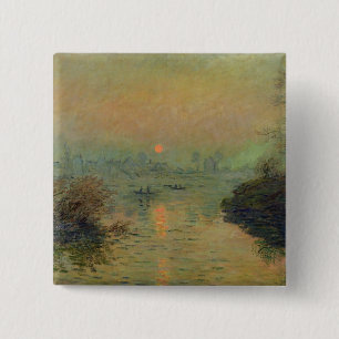 Chapa Cuadrada Claude Monet el   Sun que fija sobre el Sena