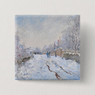 Chapa Cuadrada Claude Monet - Escena de nieve en Argenteuil