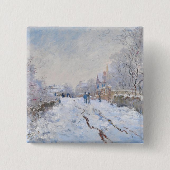 Chapa Cuadrada Claude Monet - Escena de nieve en Argentina (Anverso)