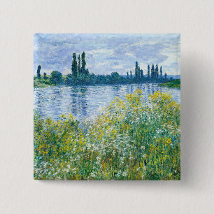 Chapa Cuadrada Claude Monet - Flores en los bancos