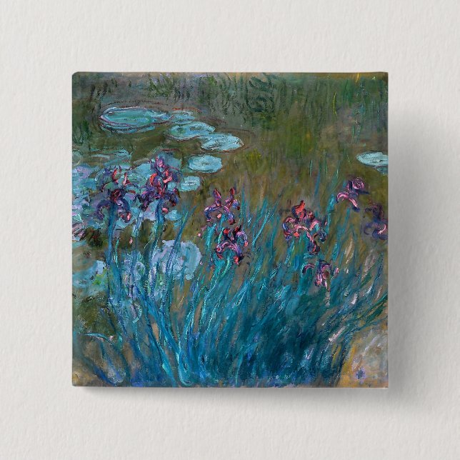 Chapa Cuadrada Claude Monet: Iris y lirios de agua (Anverso)