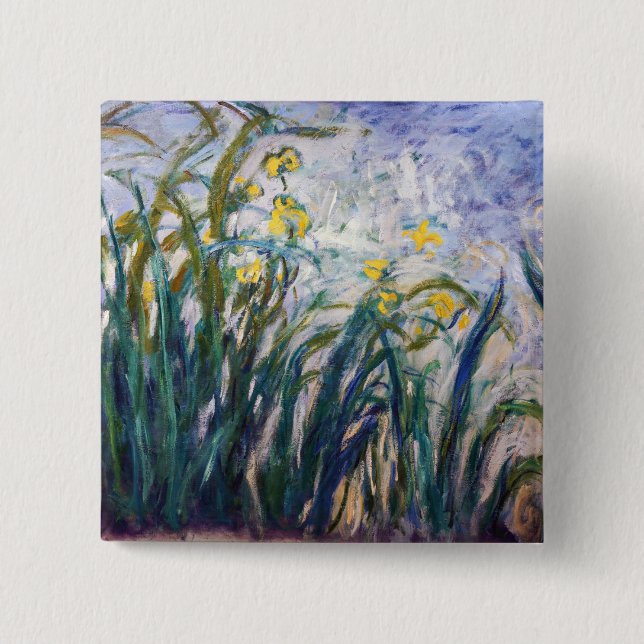 Chapa Cuadrada Claude Monet - Irlandeses amarillos y morados (Anverso)