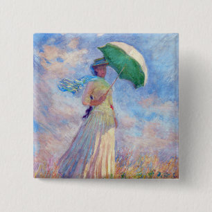 Chapa Cuadrada Claude Monet - Mujer con un Parasol mirando a la d