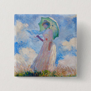 Chapa Cuadrada Claude Monet - Mujer con un parasol mirando a la i
