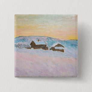 Chapa Cuadrada Claude Monet - Paisaje de Noruega, Casas Azules