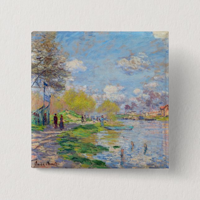 Chapa Cuadrada Claude Monet - Primavera por el Sena (Anverso)