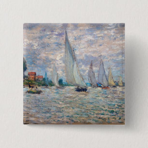 Chapa Cuadrada Claude Monet - Regata de Barcos en Argenteuil