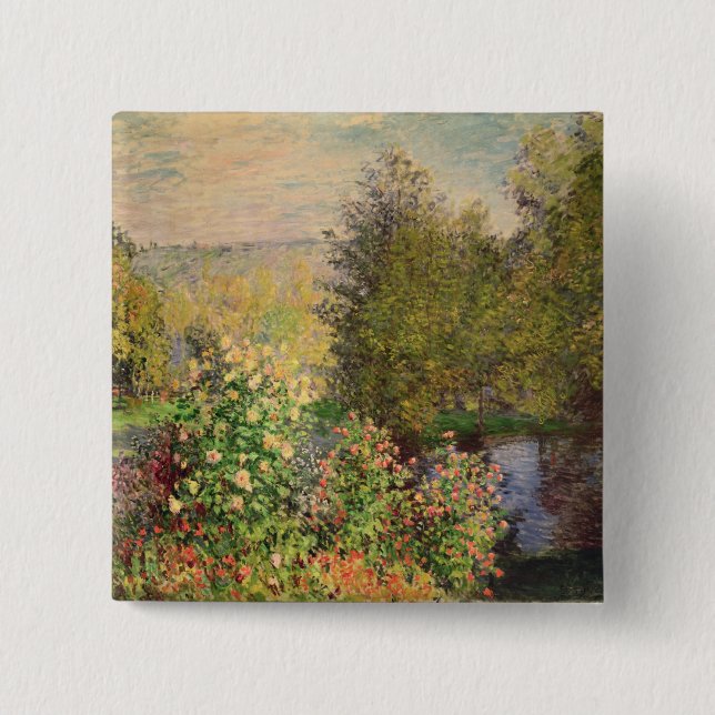 Chapa Cuadrada Claude Monet| Un rincón del jardín en Montgeron (Anverso)