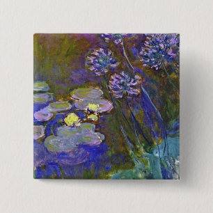 Chapa Cuadrada Claude Monet Water Lilies y Agapanthus