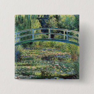 Chapa Cuadrada Claude Monet - Water Lily Pond y Puente Japanés