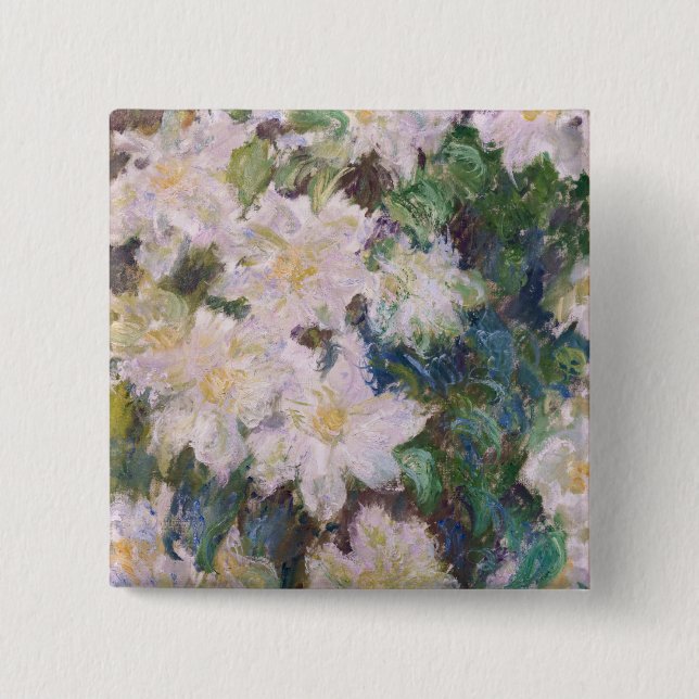 Chapa Cuadrada Claude Monet - White Clematis (Anverso)
