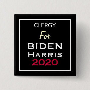 Chapa Cuadrada CLERGÍA PARA BIDEN HARRIS Black Red White Square