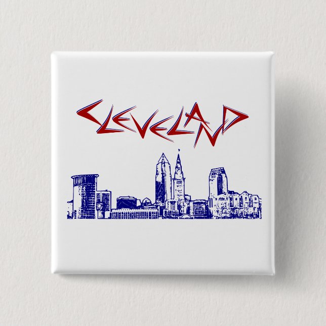 Chapa Cuadrada Cleveland Skyline (Anverso)