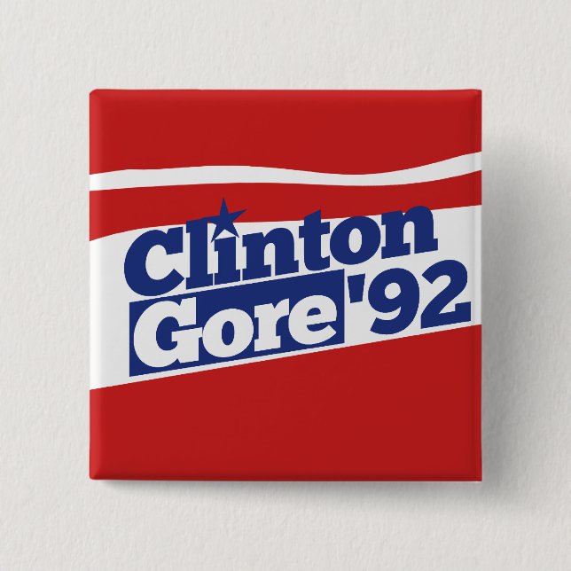 Chapa Cuadrada Clinton Gore 92 (Anverso)