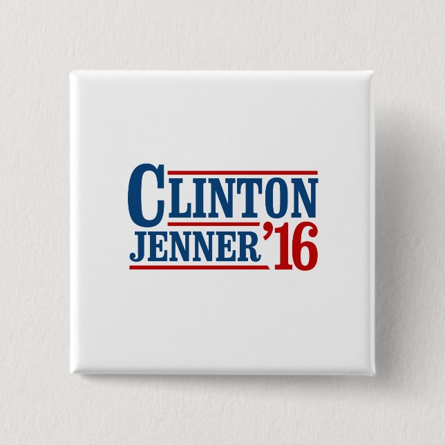 Chapa Cuadrada Clinton Jenner 2016 (Anverso)