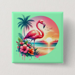 Chapa Cuadrada Clipart Atardecer Flamenco Rosa-93938