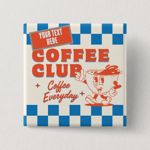 Chapa Cuadrada Club de Café caricatura – Adorable Amante del Café