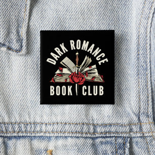 Chapa Cuadrada Club de libros de romance oscuro Floral Rojo