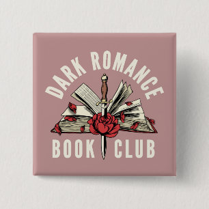 Chapa Cuadrada Club de libros de romance oscuro flores rojas rosa