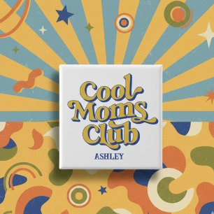 Chapa Cuadrada Club de Madres Geniales Frase de Mamá Moderna Azul