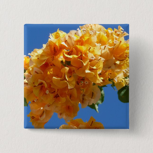 Chapa Cuadrada Clúster de la Floral Dorada de Bougainvillea (Anverso)