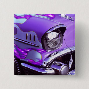 Chapa Cuadrada Coche clásico: Chevrolet con la capilla llameante