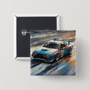 Chapa Cuadrada Coche de Carreras azul deportivo