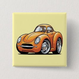 Chapa Cuadrada Coche de Dibujos Clásicos Naranja