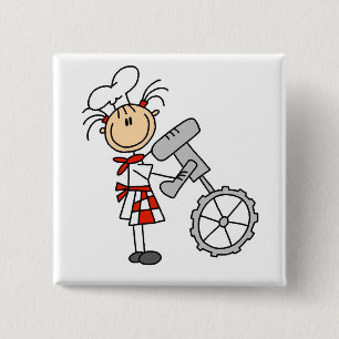 Chapa Cuadrada Cocinera Femenina Usando Batidora