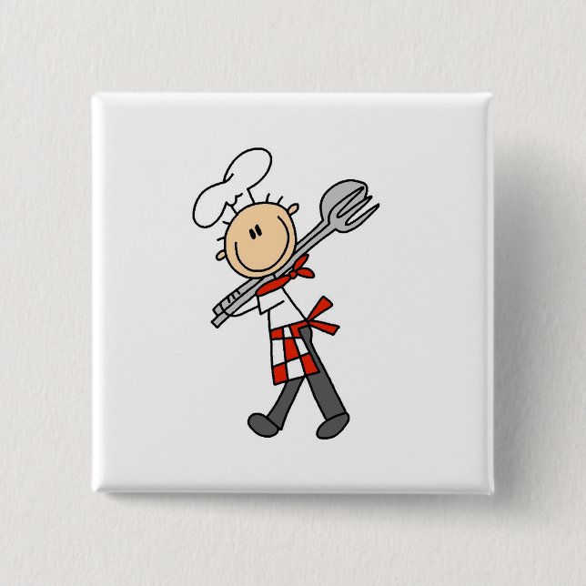 Chapa Cuadrada Cocinero con los botones de las pinzas de la (Anverso)