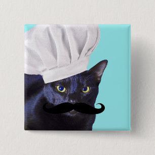 Chapa Cuadrada Cocinero italiano, gato negro