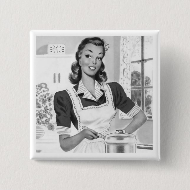Chapa Cuadrada Cocinero retro (Anverso)