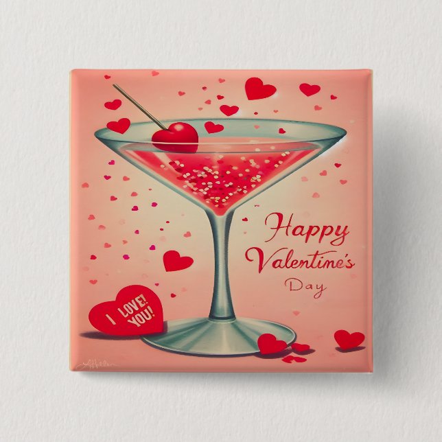 Chapa Cuadrada cóctel Mid Century Valentine Martini (Anverso)