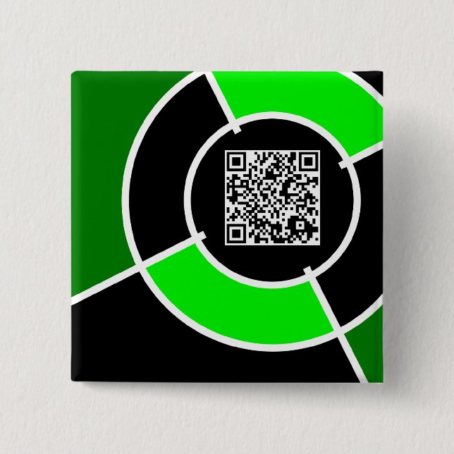 Chapa Cuadrada código QR de bullseye verde (Anverso)
