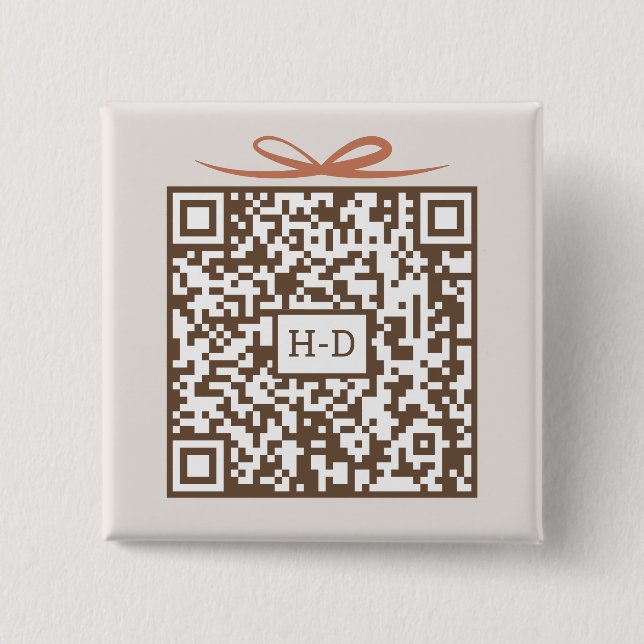Chapa Cuadrada Código QR de regalo y lazo de Monogram | Fondo de  (Anverso)