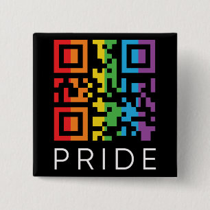 Chapa Cuadrada Código QR del Arcoiris Orgullo LGBTQIA+