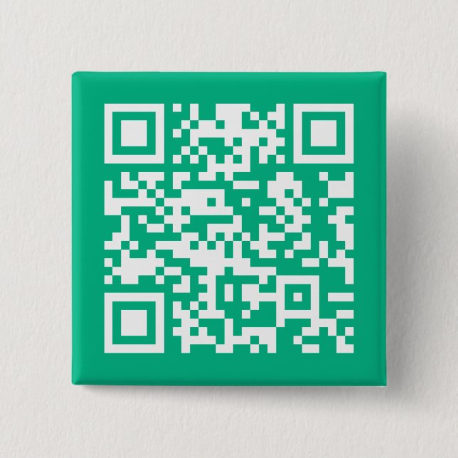 Chapa Cuadrada Código QR editable Genera el tuyo | Verde turquesa (Anverso)