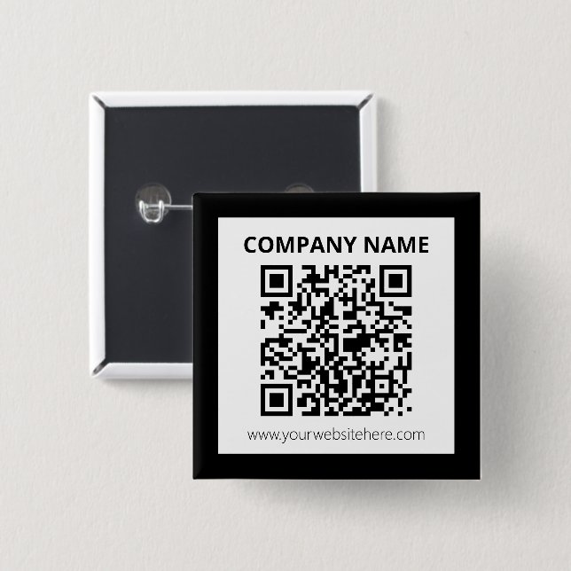 Chapa Cuadrada Código QR editable y diseño personalizable simple (Anverso y reverso)