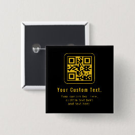 Chapa Cuadrada Código QR editable y plantilla de texto | Negro y 