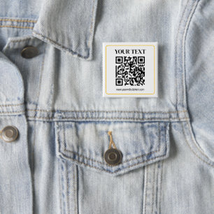 Chapa Cuadrada Código QR editable y texto con borde de oro amaril