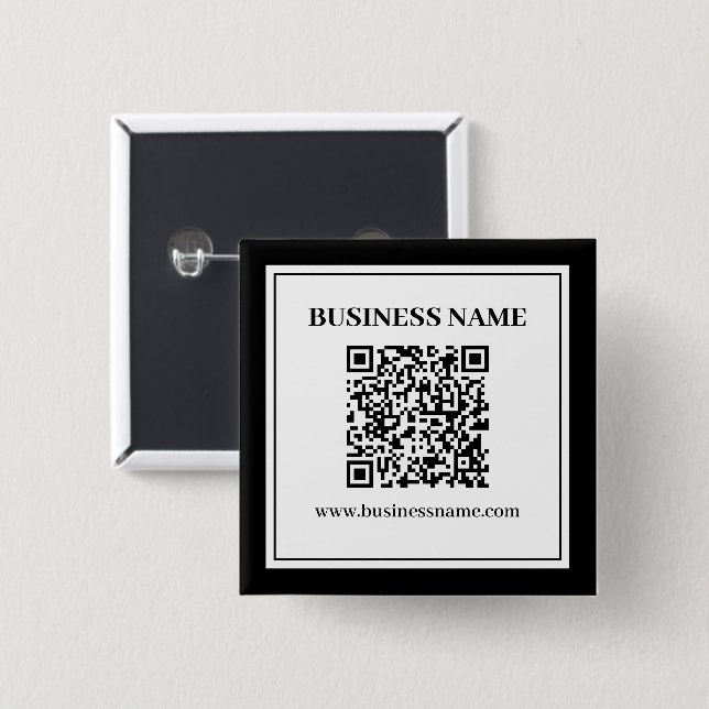 Chapa Cuadrada Código QR empresarial | Blanco y Negro (Anverso y reverso)