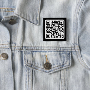Chapa Cuadrada Código QR moderno editable   Blanco negro o cualqu
